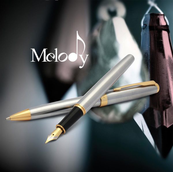 ملودی خودنویس و روان نویس و خودکار کروم طلایی MELODY 37