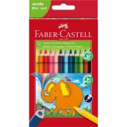 فابرکاستل مداد رنگی جامبو مثلثی 12 رنگ Faber Castell Coloured pencil triangular Jumbo box of 12 5.4mm 116501