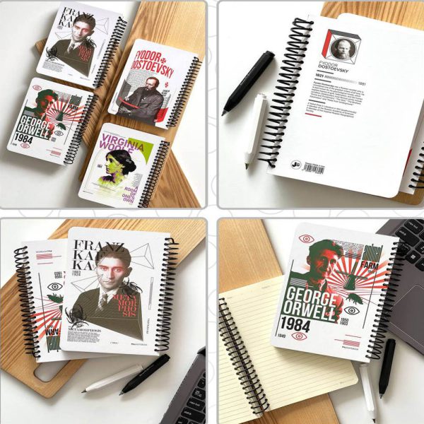 دفتر پيل لجند نویسندگان جلد سخت سیم دار PILL NOTEBOOK Legend Writers
