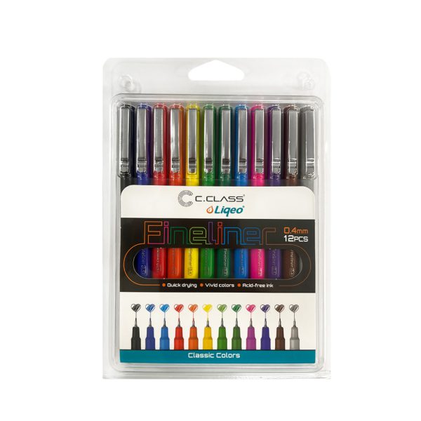 سی کلاس روان نویس نوک نمدی گیره فلزی 12 عددی C.Class Liqeo 0.4mm