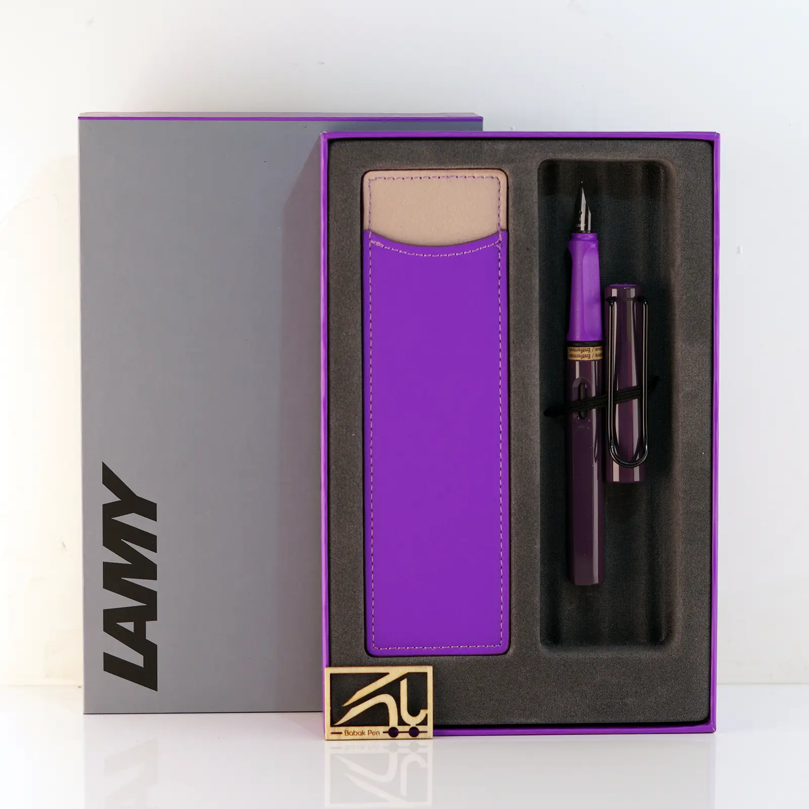 ست کادویی خودنویس لامی سافاری بنفش شاه توت با کیف جا قلمی LAMY Safari set FP and pen case Violet blackberry P01 0D8