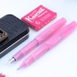 ست خودنویس ، روان نویس و کپسول کاوکو فراستد اسپرت پیتایا KAWECO Frosted sport set Blush Pitaya and cartridge ink