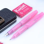 ست خودنویس ، روان نویس و کپسول کاوکو فراستد اسپرت پیتایا KAWECO Frosted sport set Blush Pitaya and cartridge ink