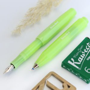 ست خودنویس و خودکار کاوکو فراستد اسپرت لیمو KAWECO Frosted set Fine Lime with cartridge ink