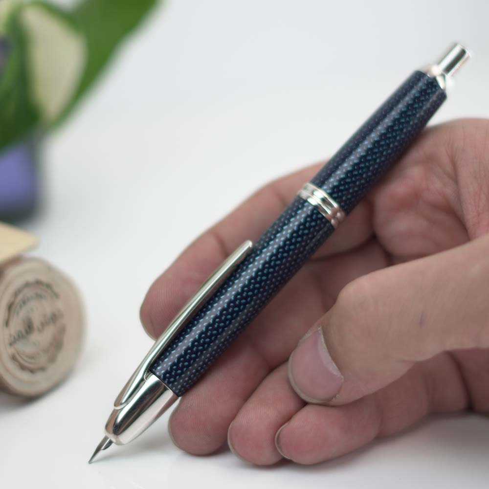 خودنویس پایلوت کپلس آبی کاربنی [خوش قیمت] PILOT Capless Vanishing point FP Blue carbonesque