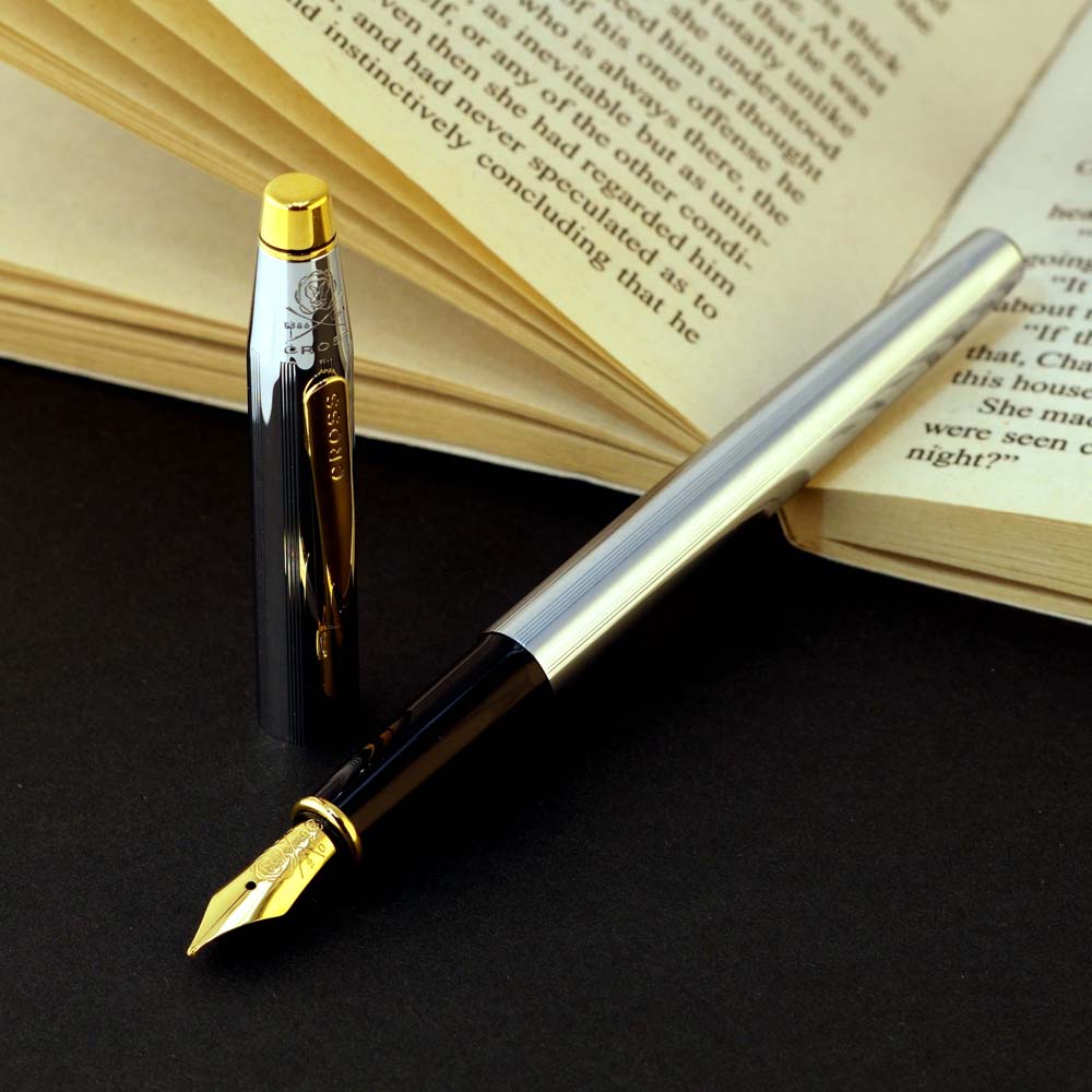 خودنویس کراس کلاسیک سنتری کروم طلایی CROSS Classic Century FP chrome with gold trim