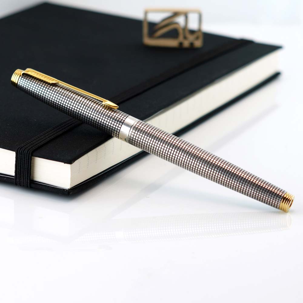 خودنویس پارکر 75 تیفانی شطرنجی نقره ای [خوش قیمت] PARKER 75 FP Tiffany grid in 14K sterling silver