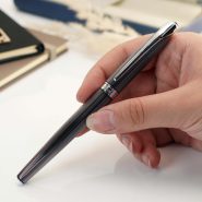روان نویس یوروپن رینگ مشکی راه راه نقره ای EUROPEN Ring black and silver striped RP