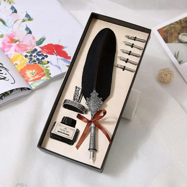 ست کالیگرافی قلم پر ملکه Calligraphy set feather pen Queen