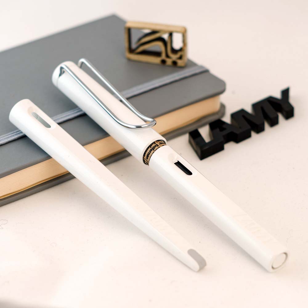 خودنویس لامی سافاری جوی سفید گیره استیل LAMY Safari Joy white chrome trim 15