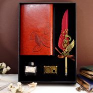 ست کالیگرافی قلم چرخ دنده طرح مدرن با دفترچه Calligraphy set feather pen Gear modern design with notebook