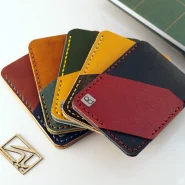 کیف کارت اعتباری چرم دست دوز تم رنگی مدل ED Consept store Card wallet colorful theme J8