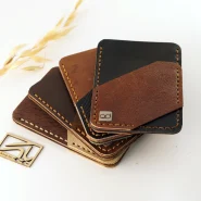 کیف کارت اعتباری چرم دست دوز تم قهوه ای مدل ED Consept store Card wallet brown theme J8