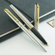 ست خودنویس و خودکار پارکر 45 استیل گیره طلایی [خوش قیمت] PARKER 45 set Steel GT